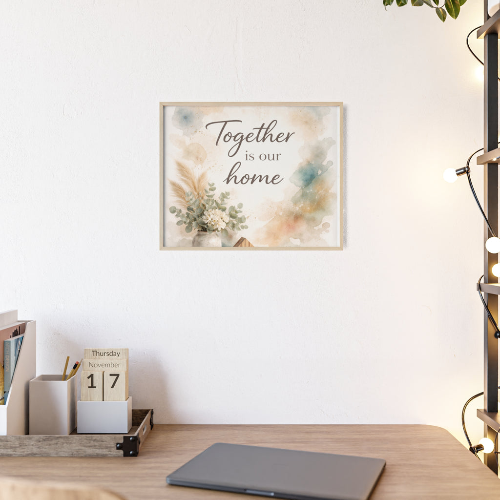Together Is Our Home Framed Poster Cozy Watercolor Floral Wall Art