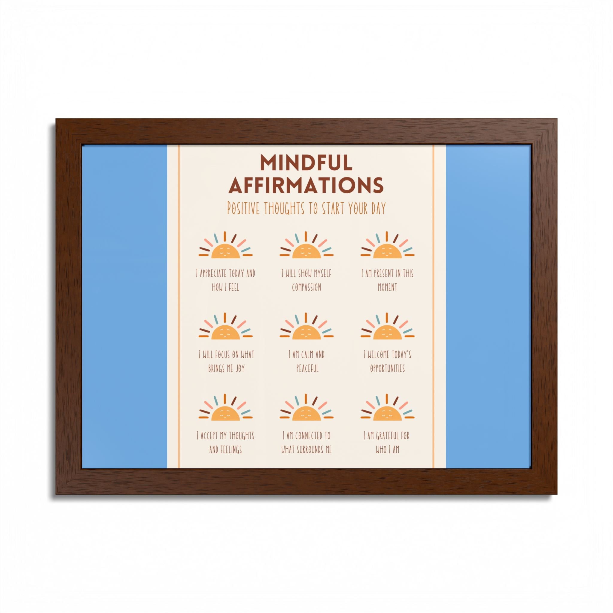 Mindful Affirmations: Positive Thoughts to Start Your Day Framed Poster