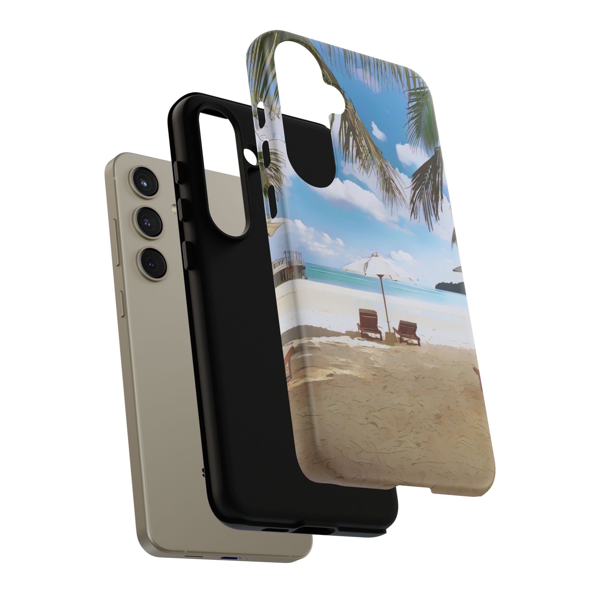 Beach Paradise Tropical Palm Beach Scene Tough Phone Case