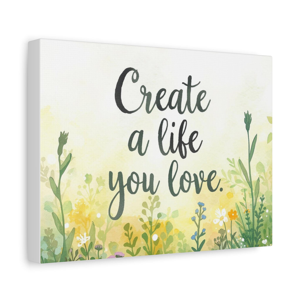 Create a Life You Love Inspirational Floral Matte Canvas Wall Art