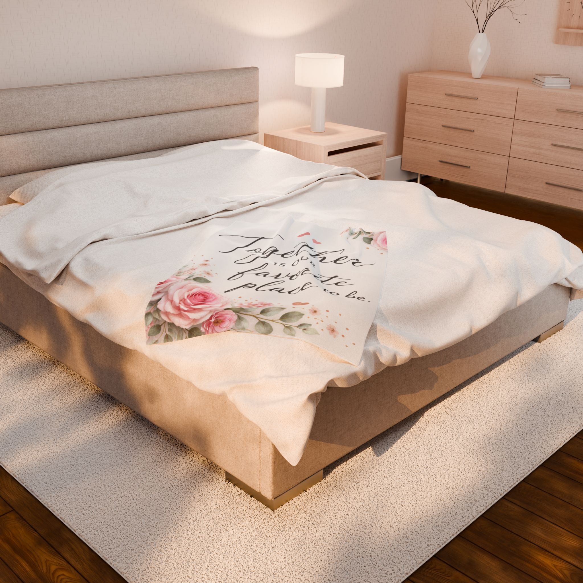 Together Is Our Favorite Place To Be Velveteen Plush Blanket