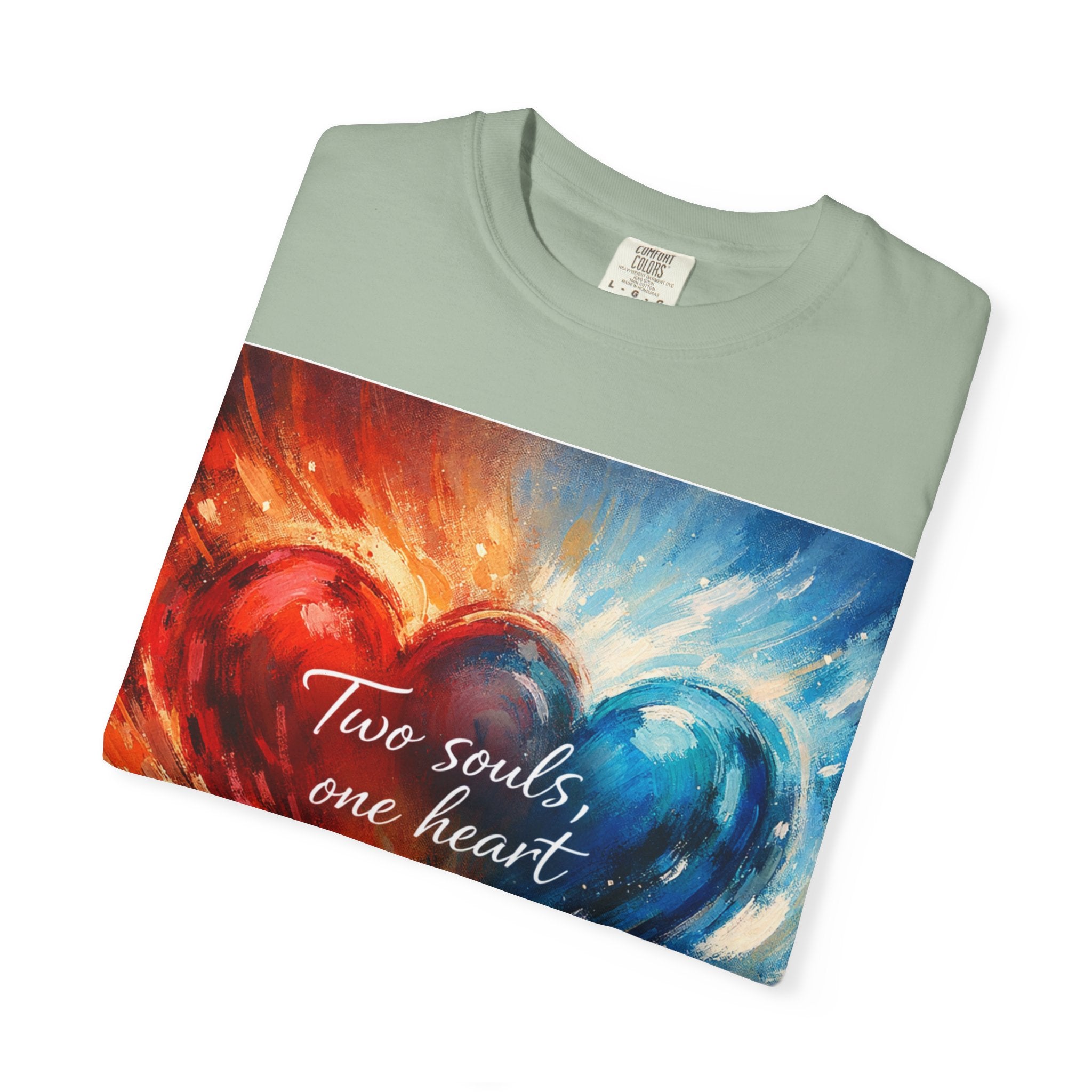 Two Souls One Heart Fiery and Ocean Heart Art T-Shirt
