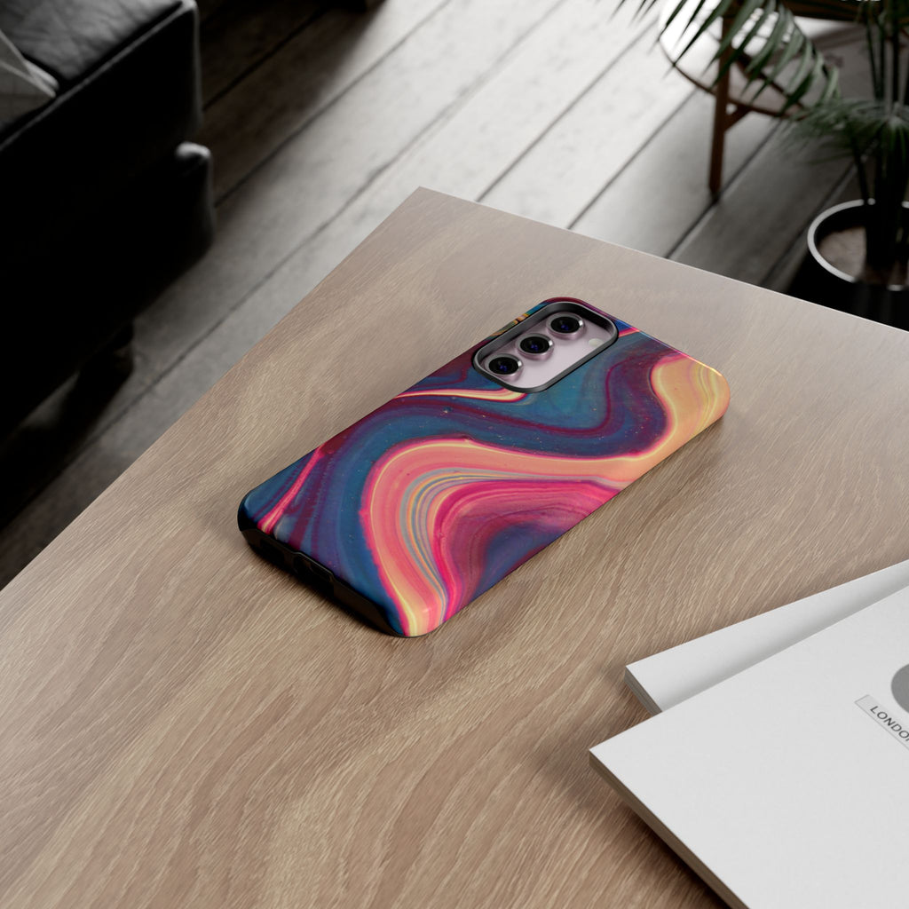 Colorful Wavy Marble Swirl Protective Phone Case