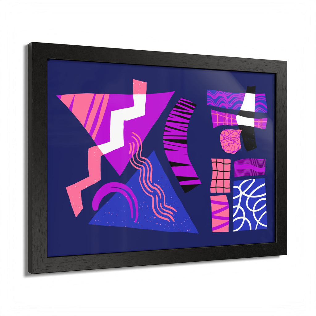 Abstract Geometric Framed Poster — Pink & Purple Modern Wall Art