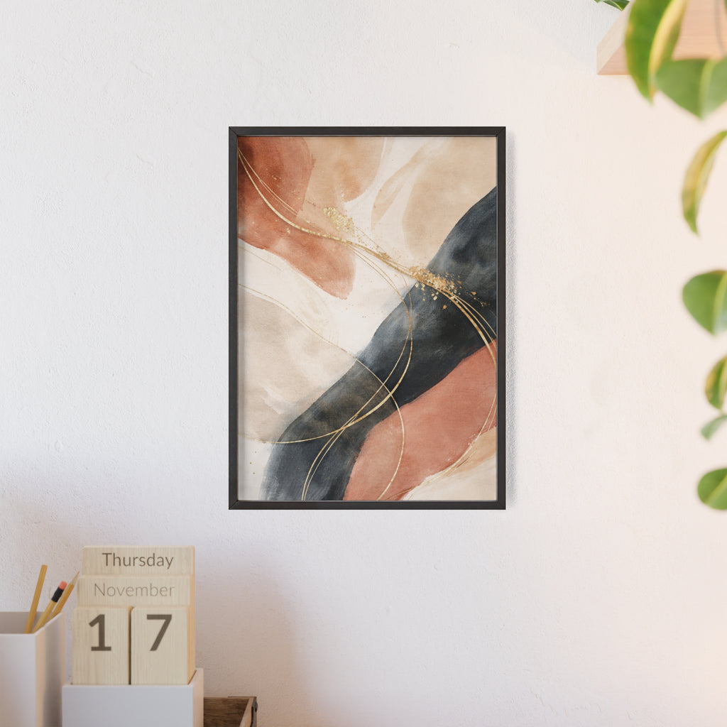 Abstract Gold Arc Framed Poster Modern Watercolor Wall Art