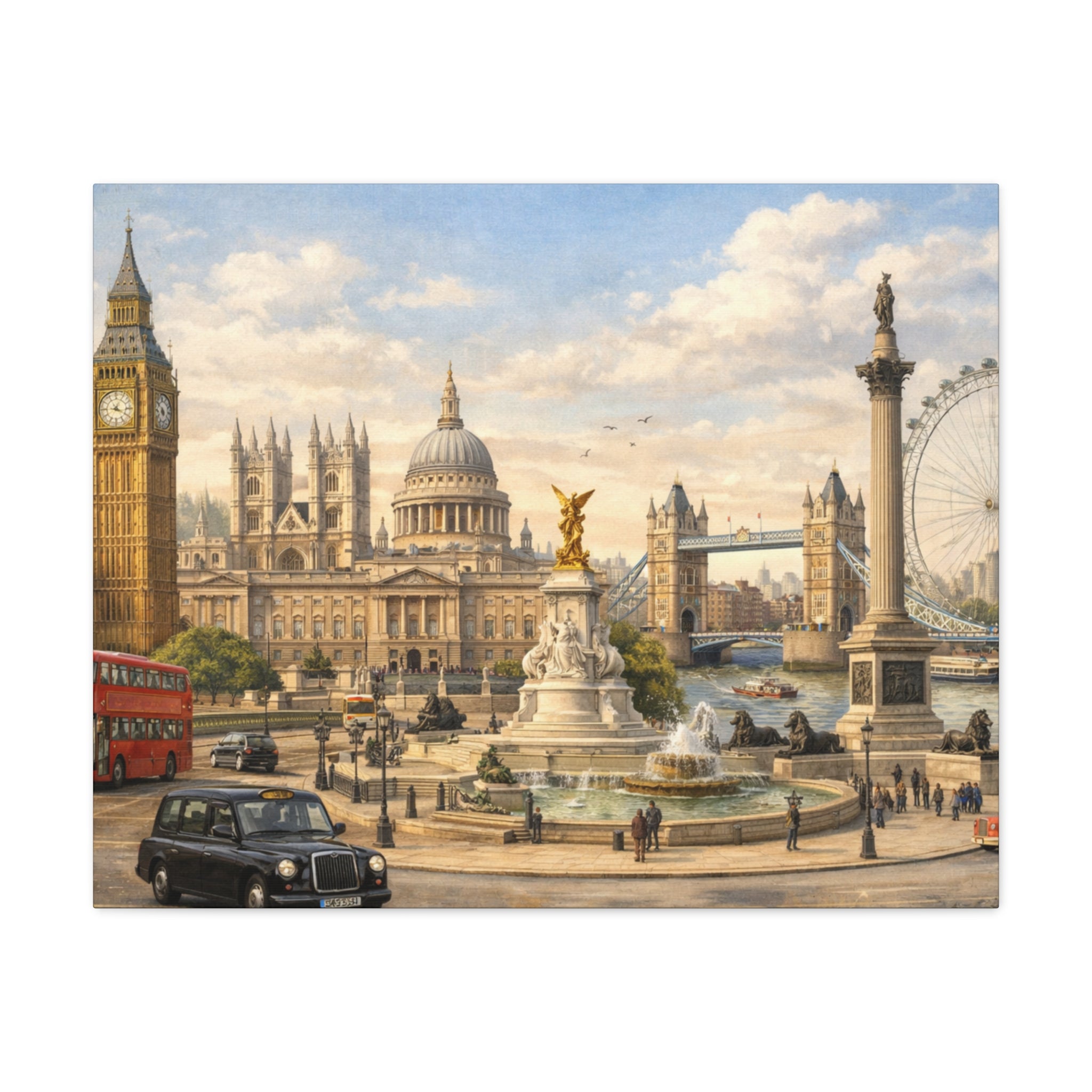 London Cityscape Matte Canvas Print Wall Art