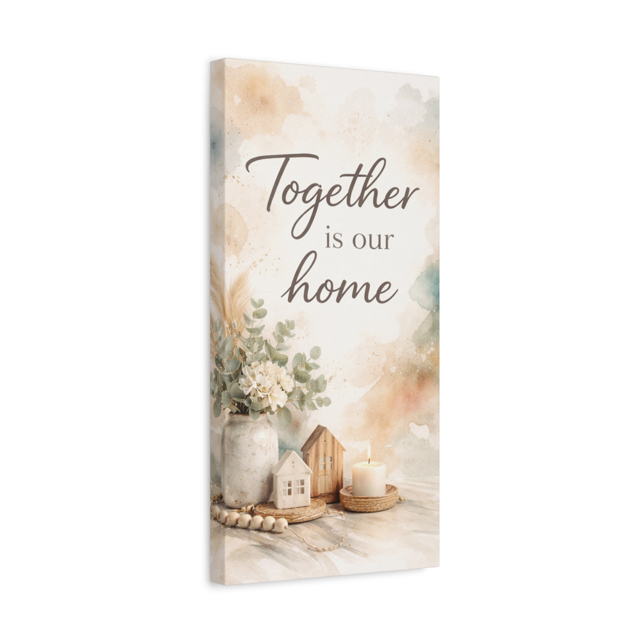 Together Is Our Home Floral Inspirational Decor Canvas Wall Art
