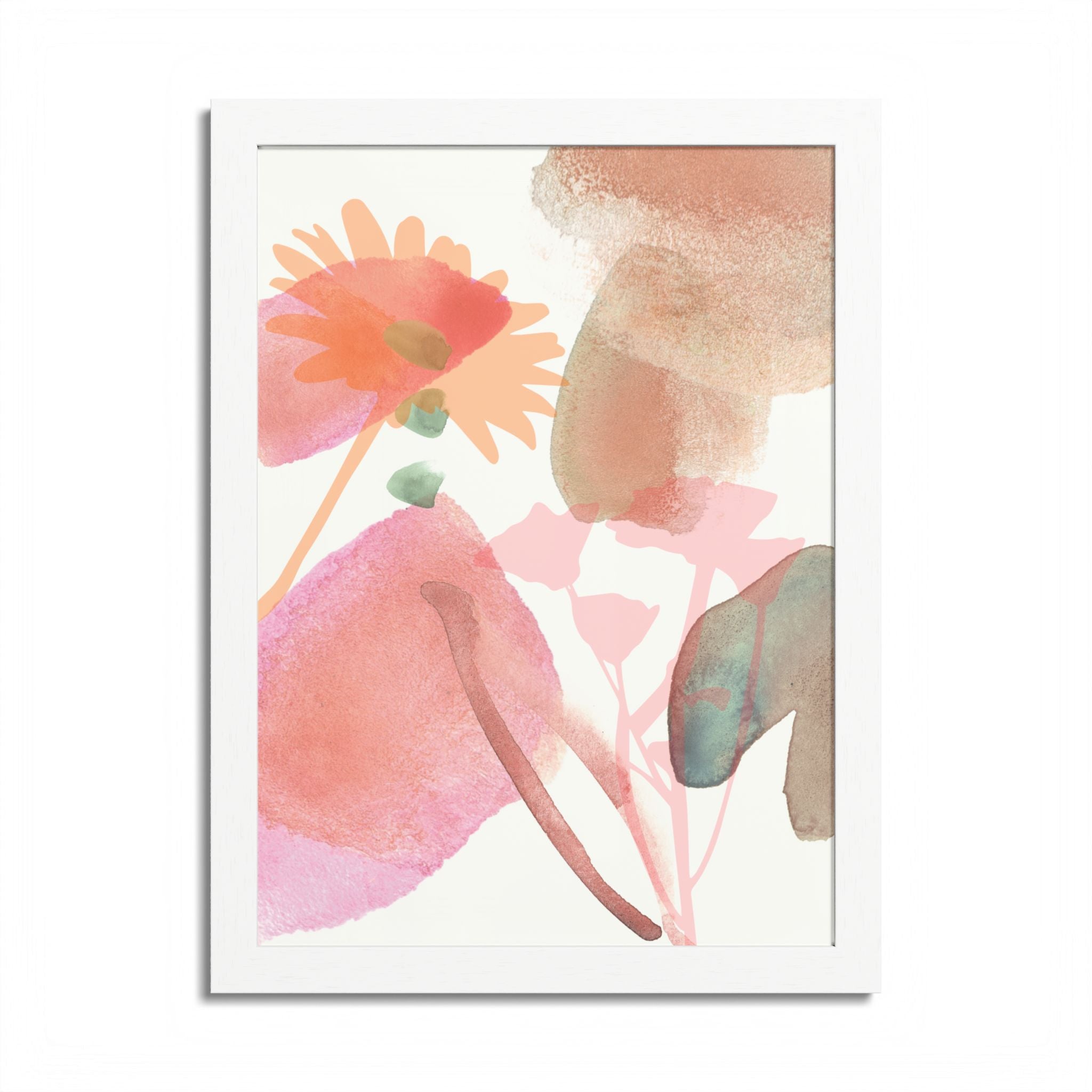Multi-Color Abstract & Floral Design Framed Poster