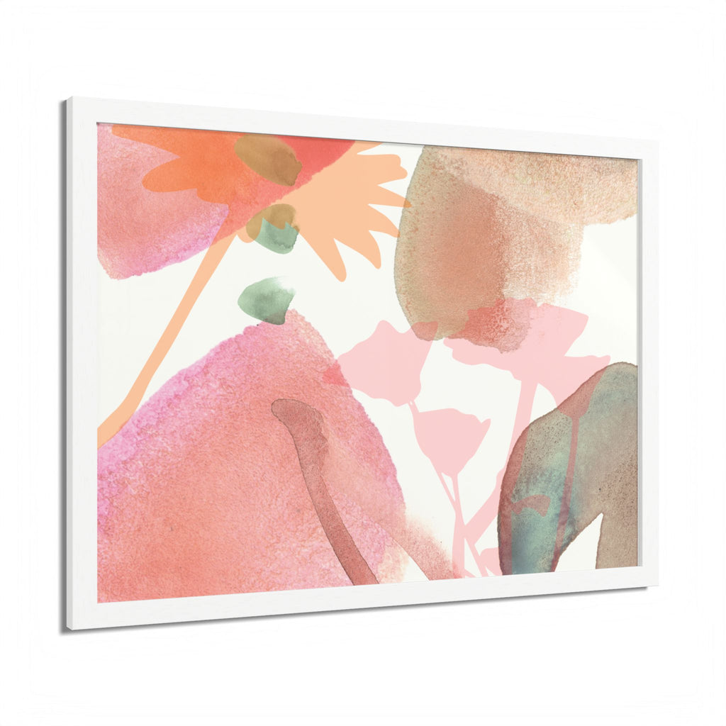 Multi-Color Abstract & Floral Design Framed Poster
