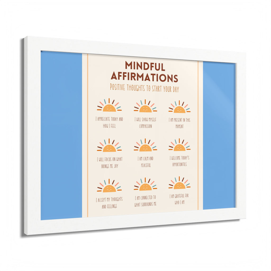 Mindful Affirmations: Positive Thoughts to Start Your Day Framed Poster