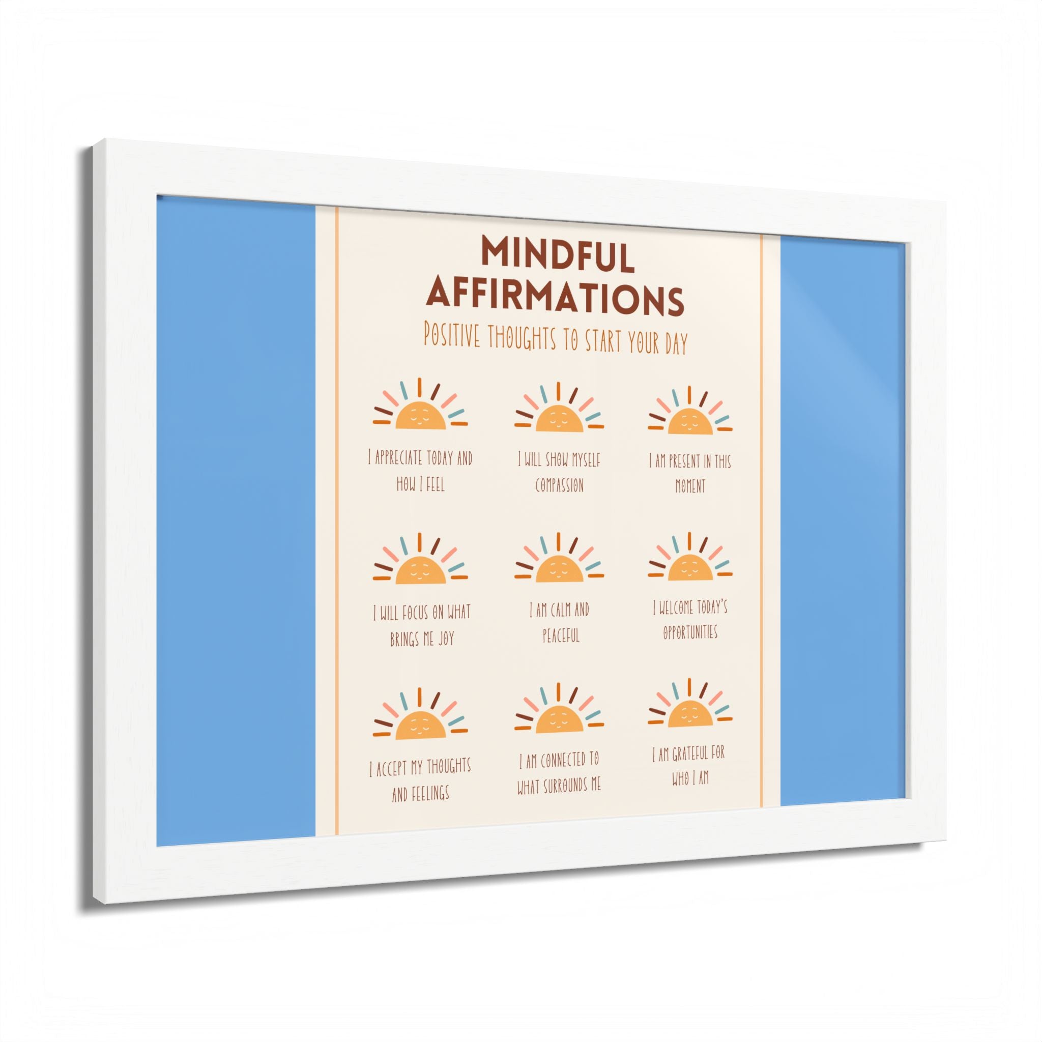 Mindful Affirmations: Positive Thoughts to Start Your Day Framed Poster