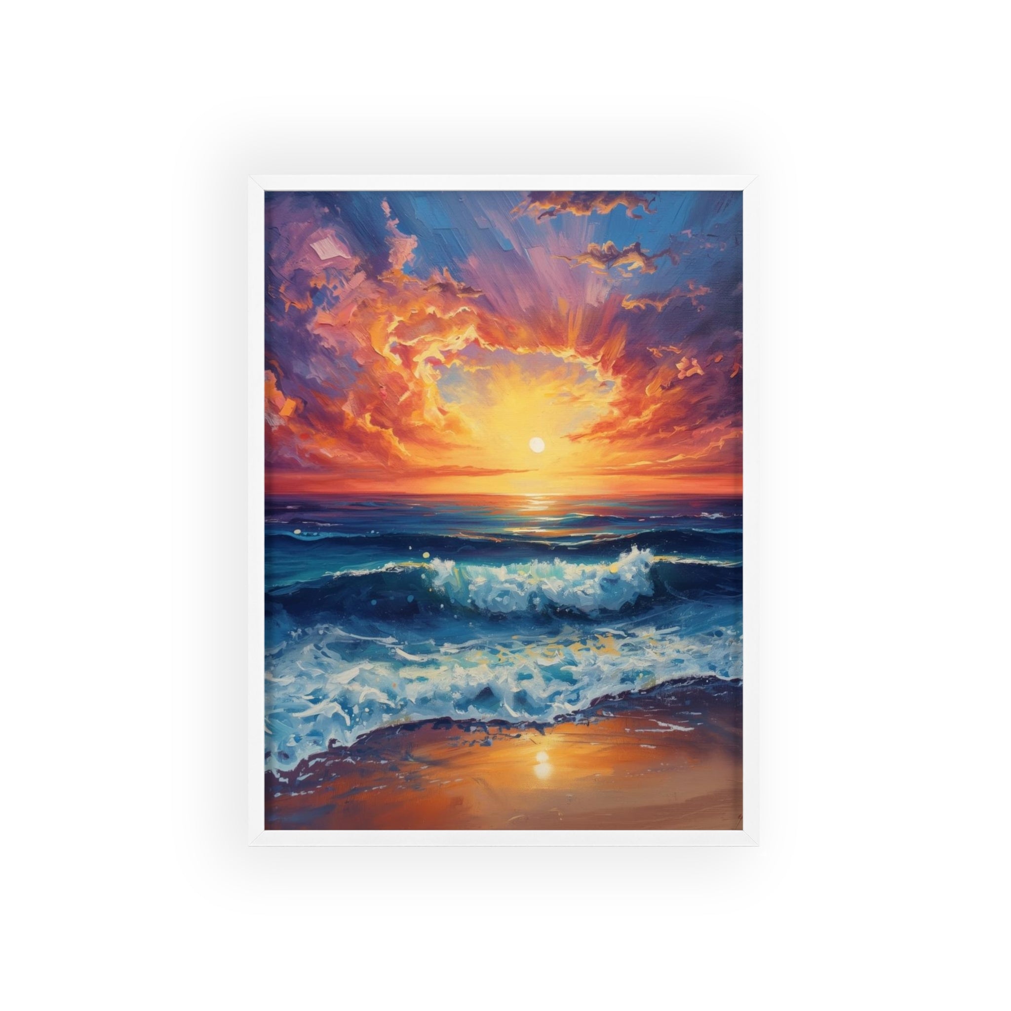 Sunset Ocean Vibrant Seascape Framed Poster