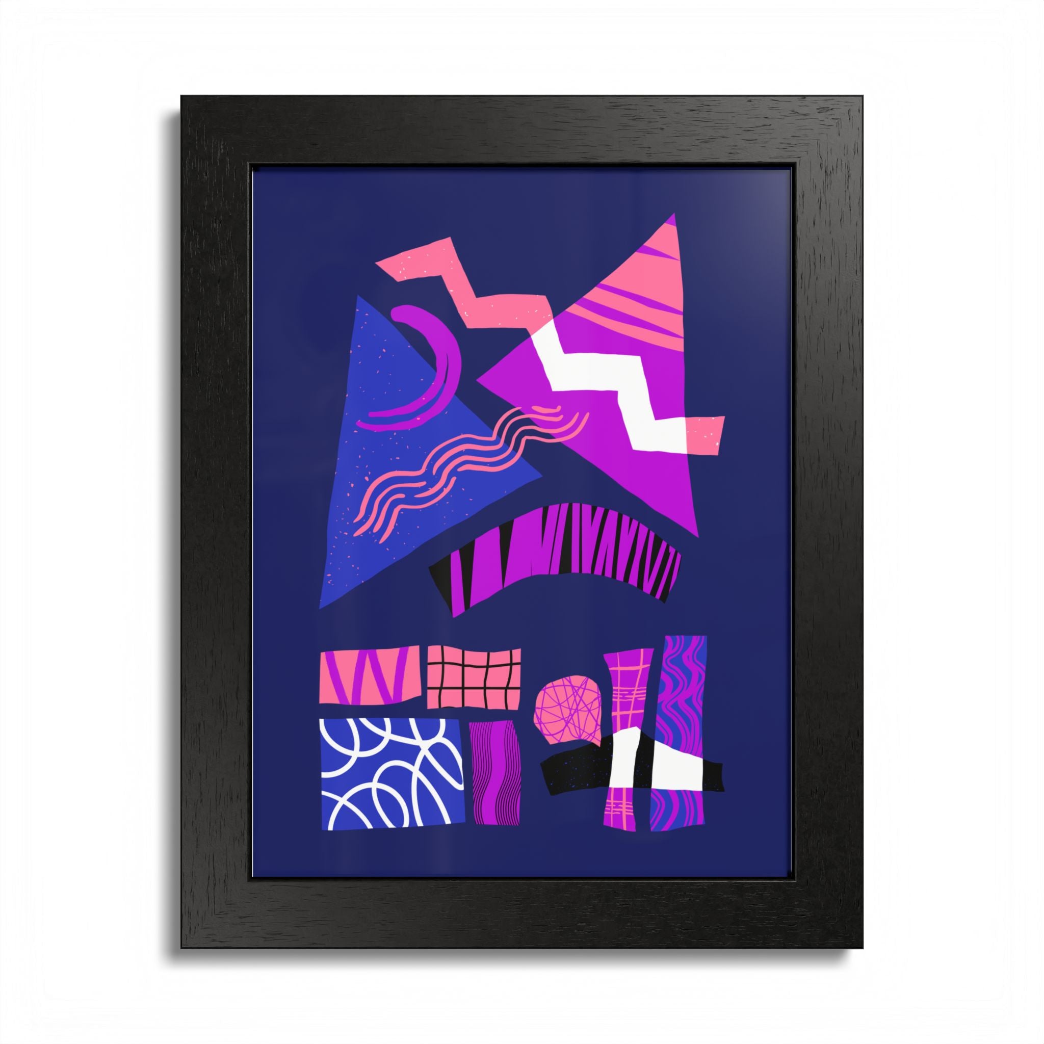 Abstract Geometric Framed Poster — Pink & Purple Modern Wall Art
