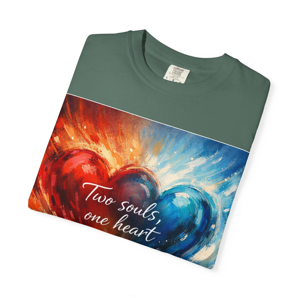 Two Souls One Heart Fiery and Ocean Heart Art T-Shirt