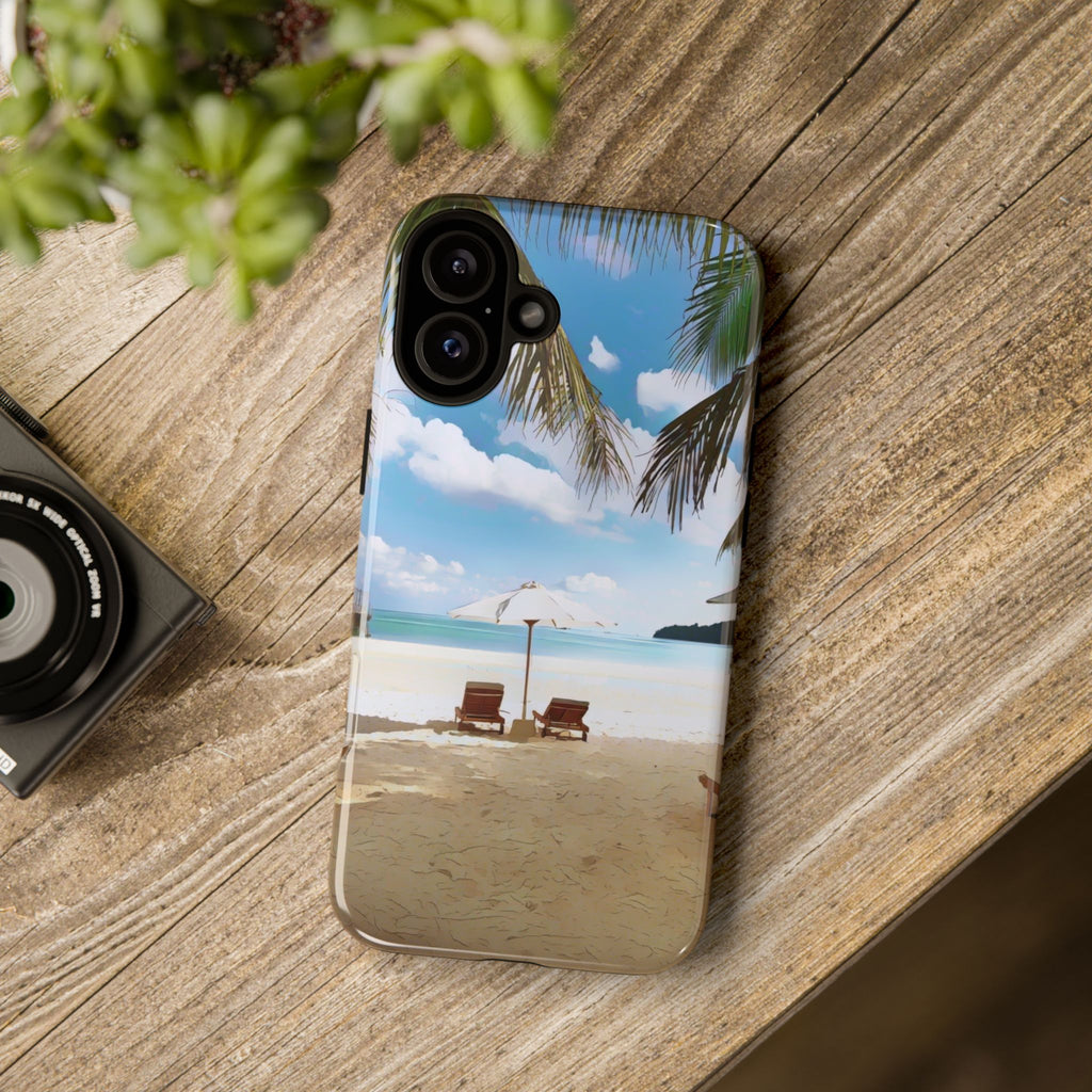 Beach Paradise Tropical Palm Beach Scene Tough Phone Case