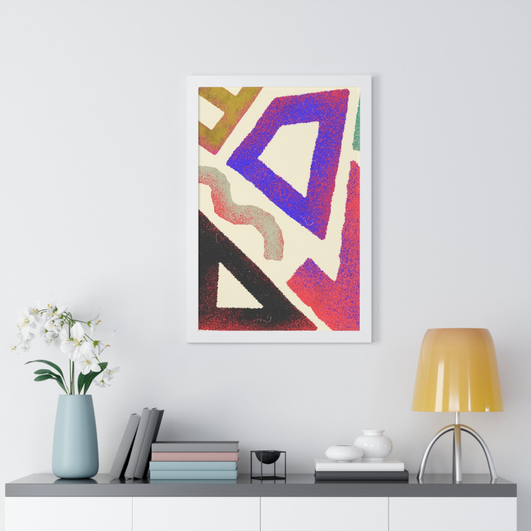 Abstract Colorful Geometric Framed Poster