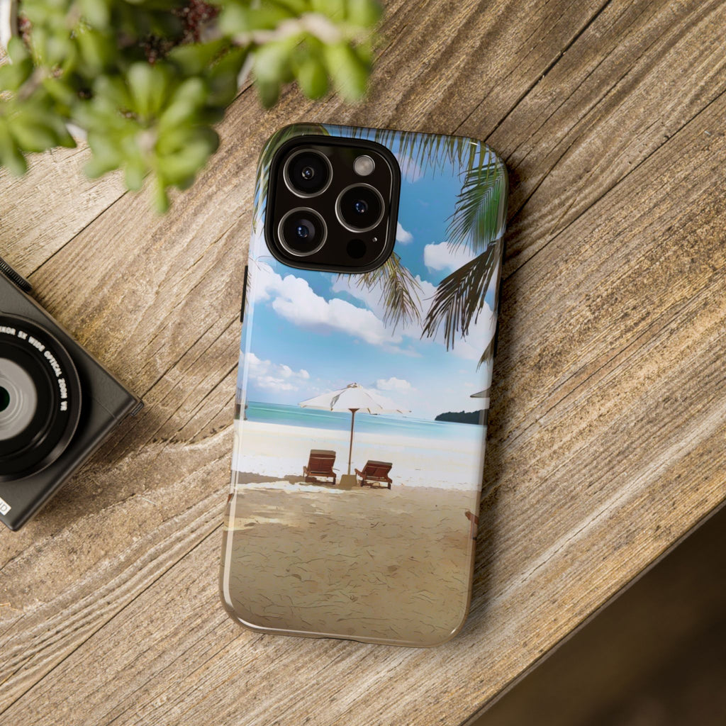 Beach Paradise Tropical Palm Beach Scene Tough Phone Case