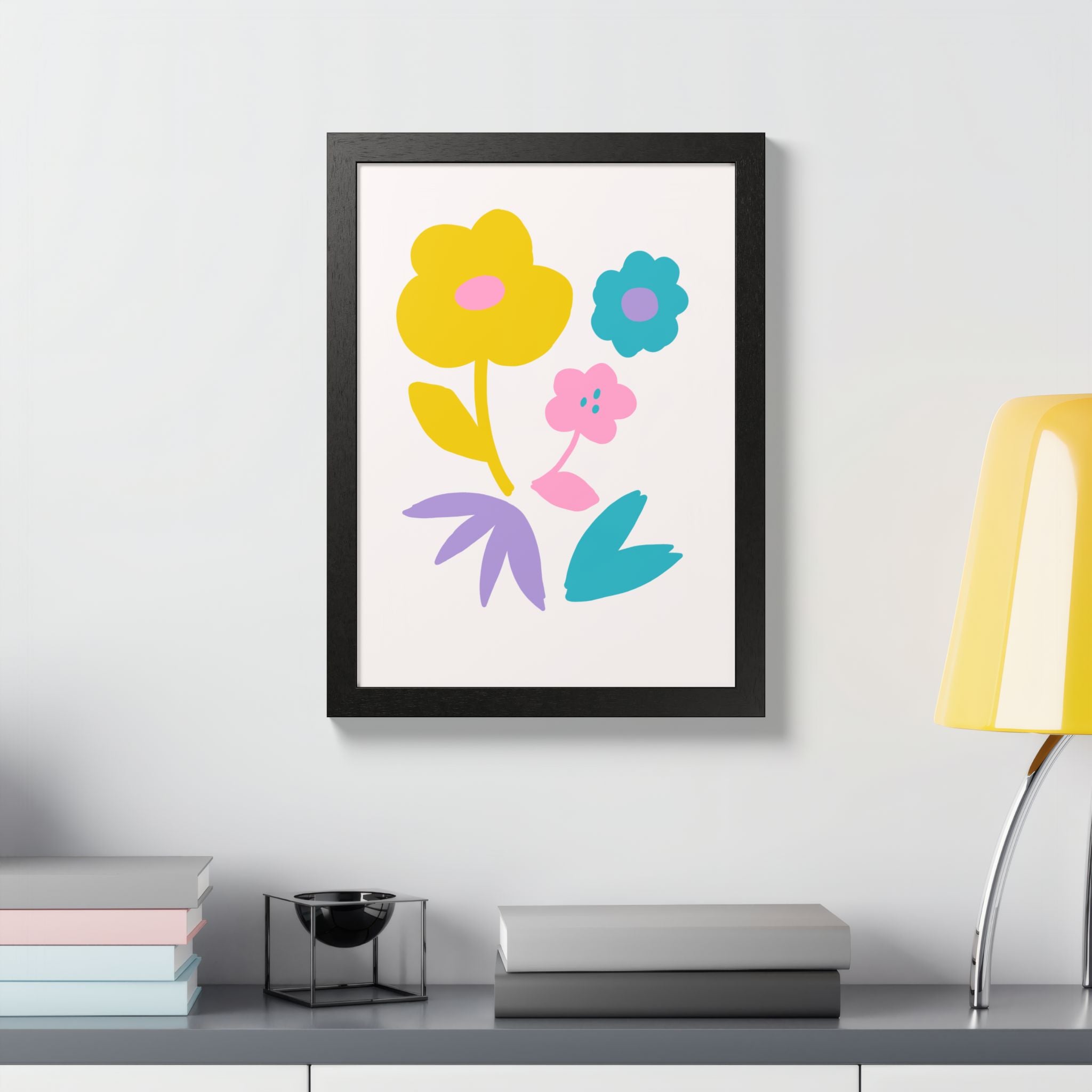 Multi-Color Floral Framed Poster