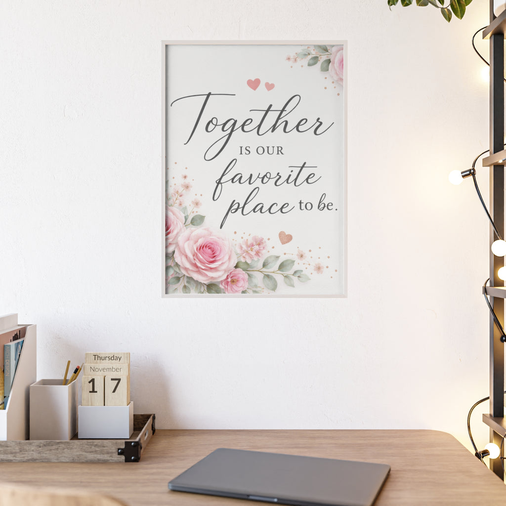 Together Is Our Favorite Place To Be Framed Floral Wall Art