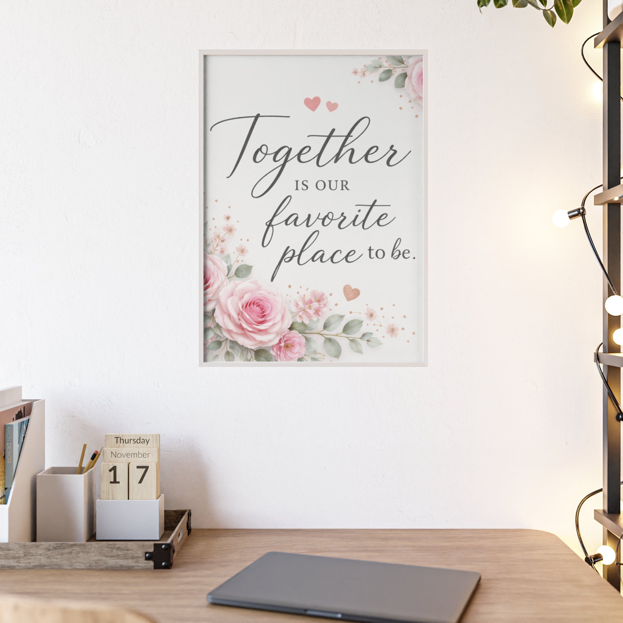 Together Is Our Favorite Place To Be Framed Floral Wall Art