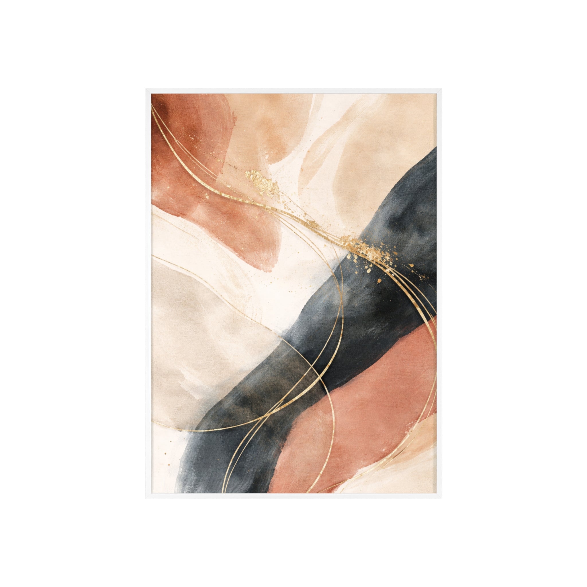 Abstract Gold Arc Framed Poster Modern Watercolor Wall Art