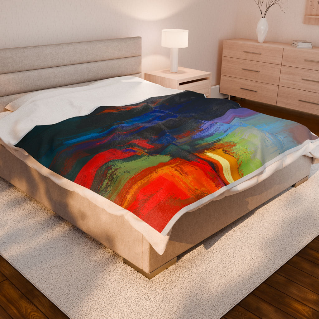 Multicolored Abstract Art Velveteen Plush Blanket