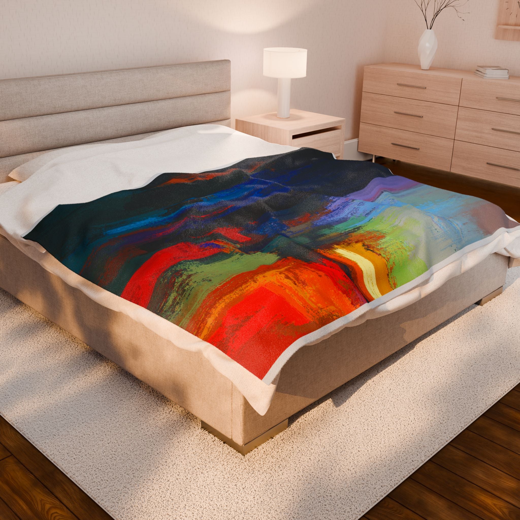 Multicolored Abstract Art Velveteen Plush Blanket