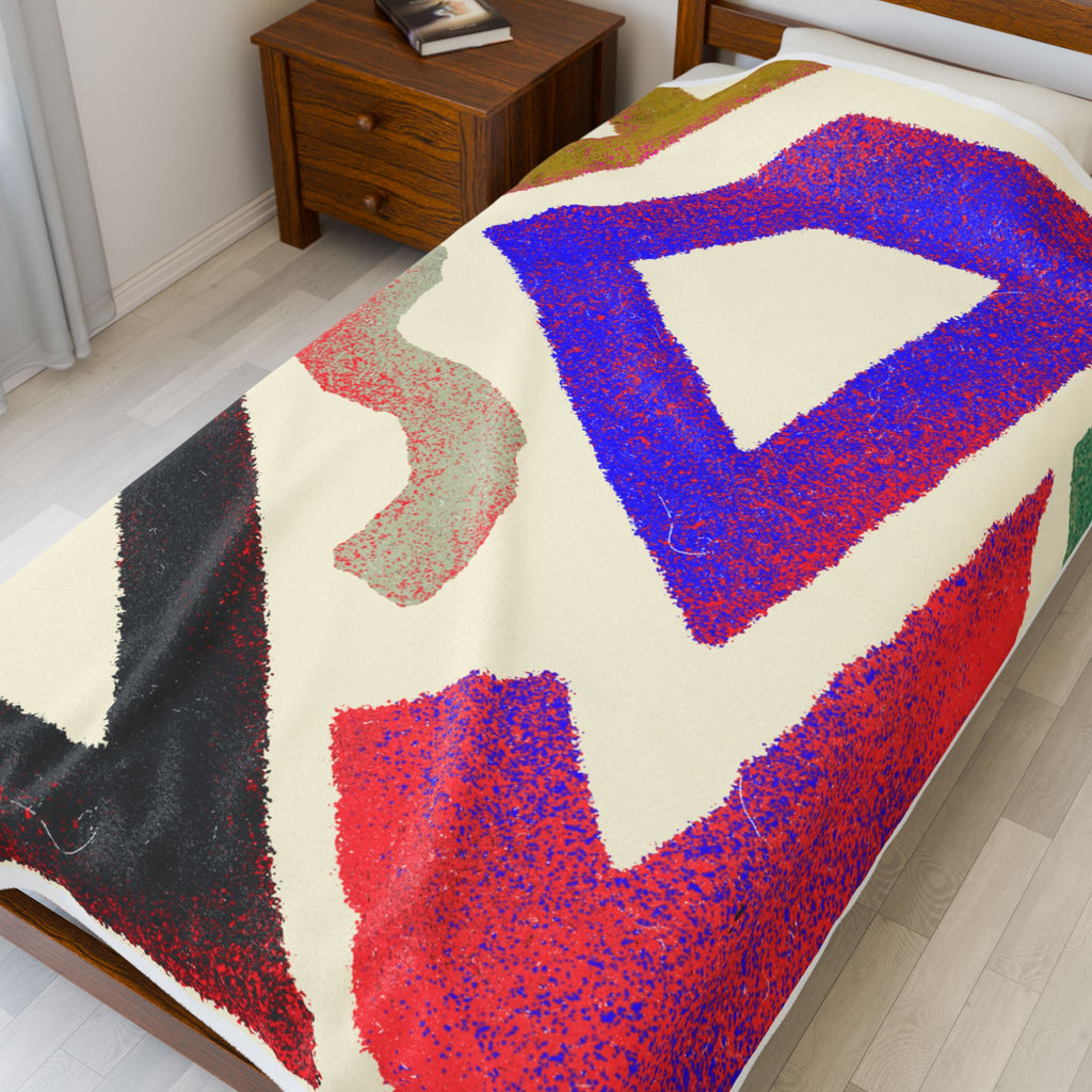 Abstract Geometric Colorful Tribal Triangle Velveteen Plush Blanket