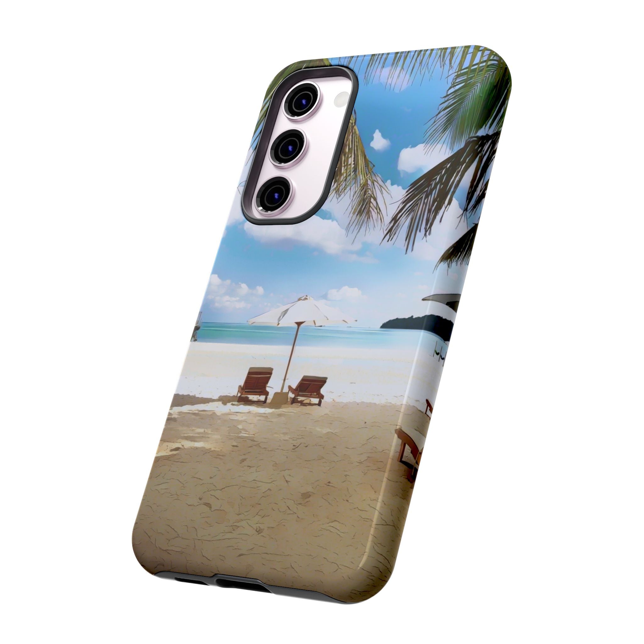 Beach Paradise Tropical Palm Beach Scene Tough Phone Case