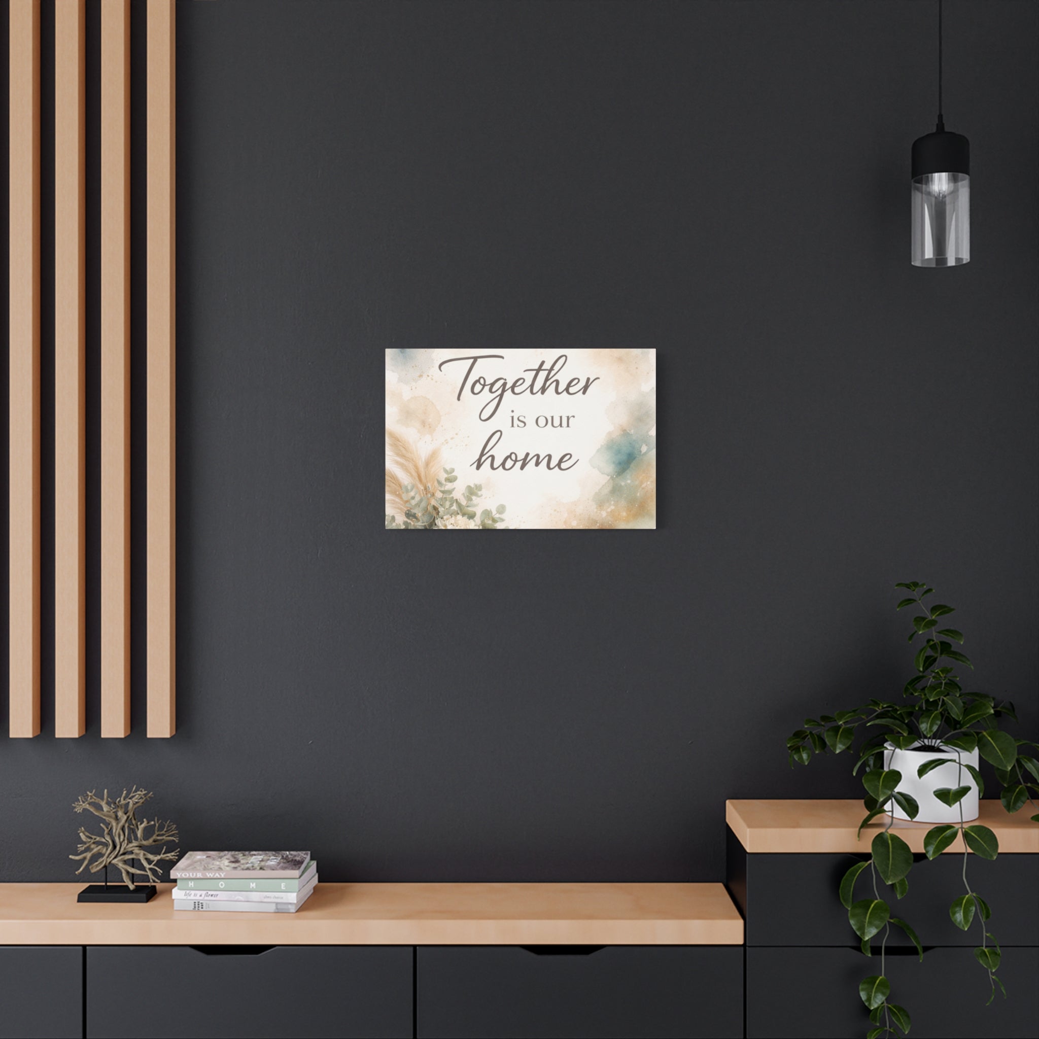 Together Is Our Home Floral Inspirational Decor Canvas Wall Art
