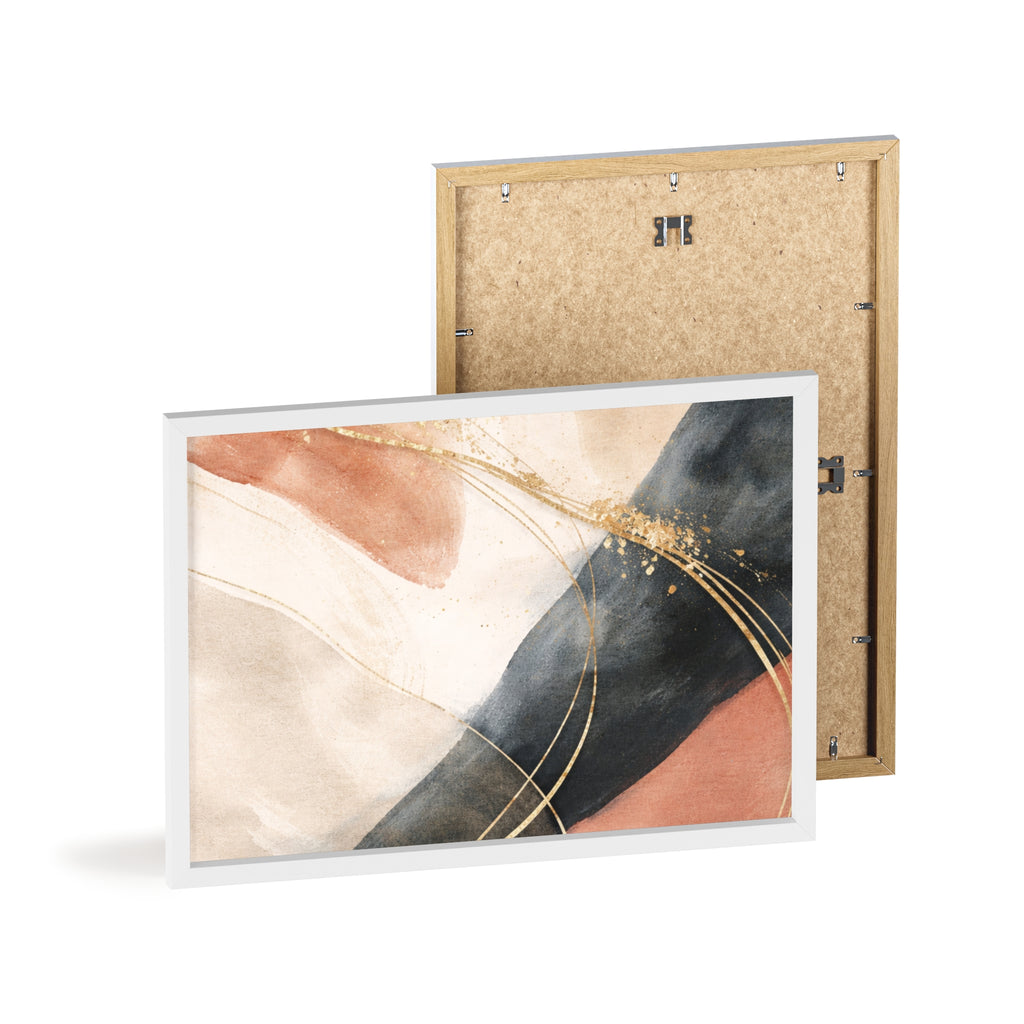 Abstract Gold Arc Framed Poster Modern Watercolor Wall Art