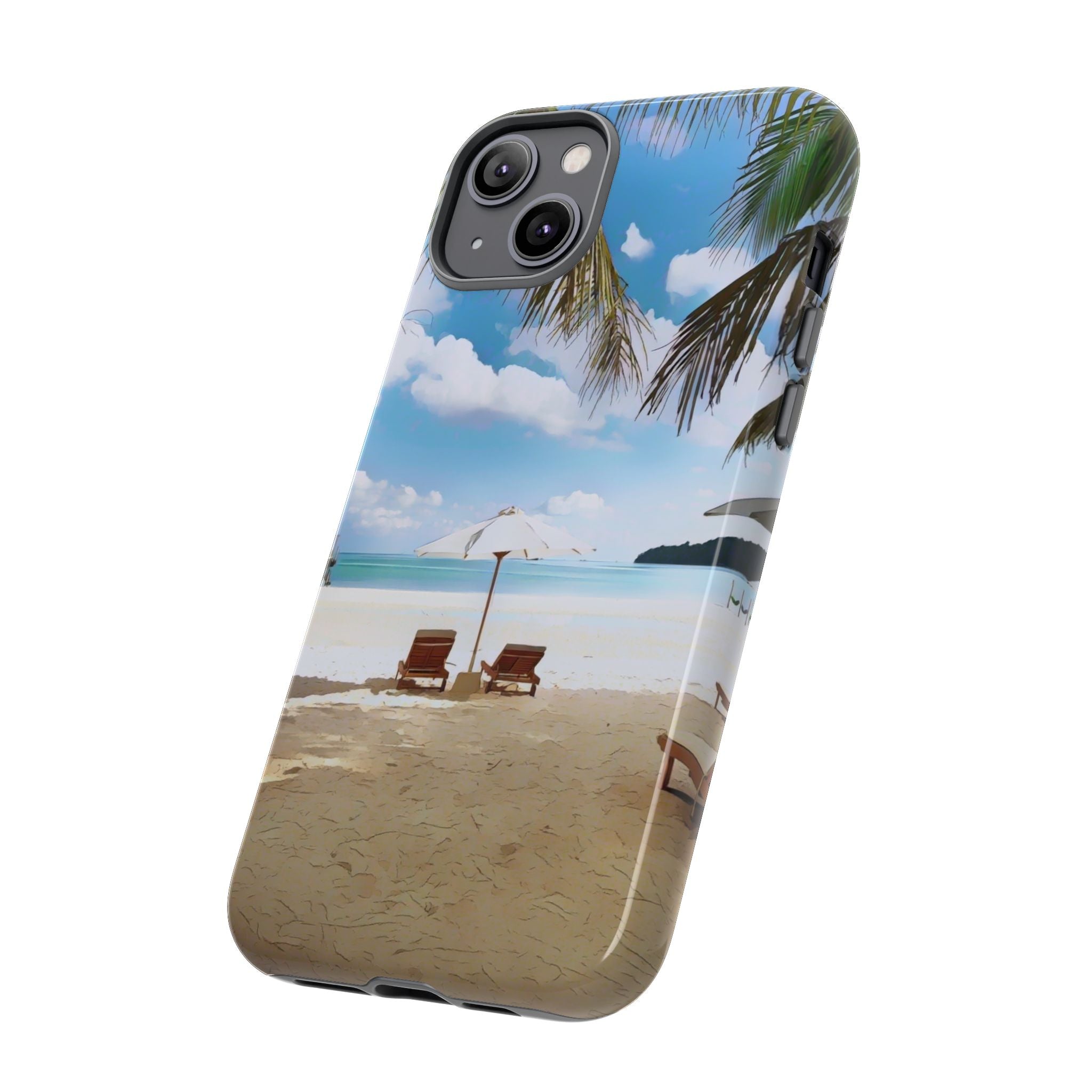 Beach Paradise Tropical Palm Beach Scene Tough Phone Case