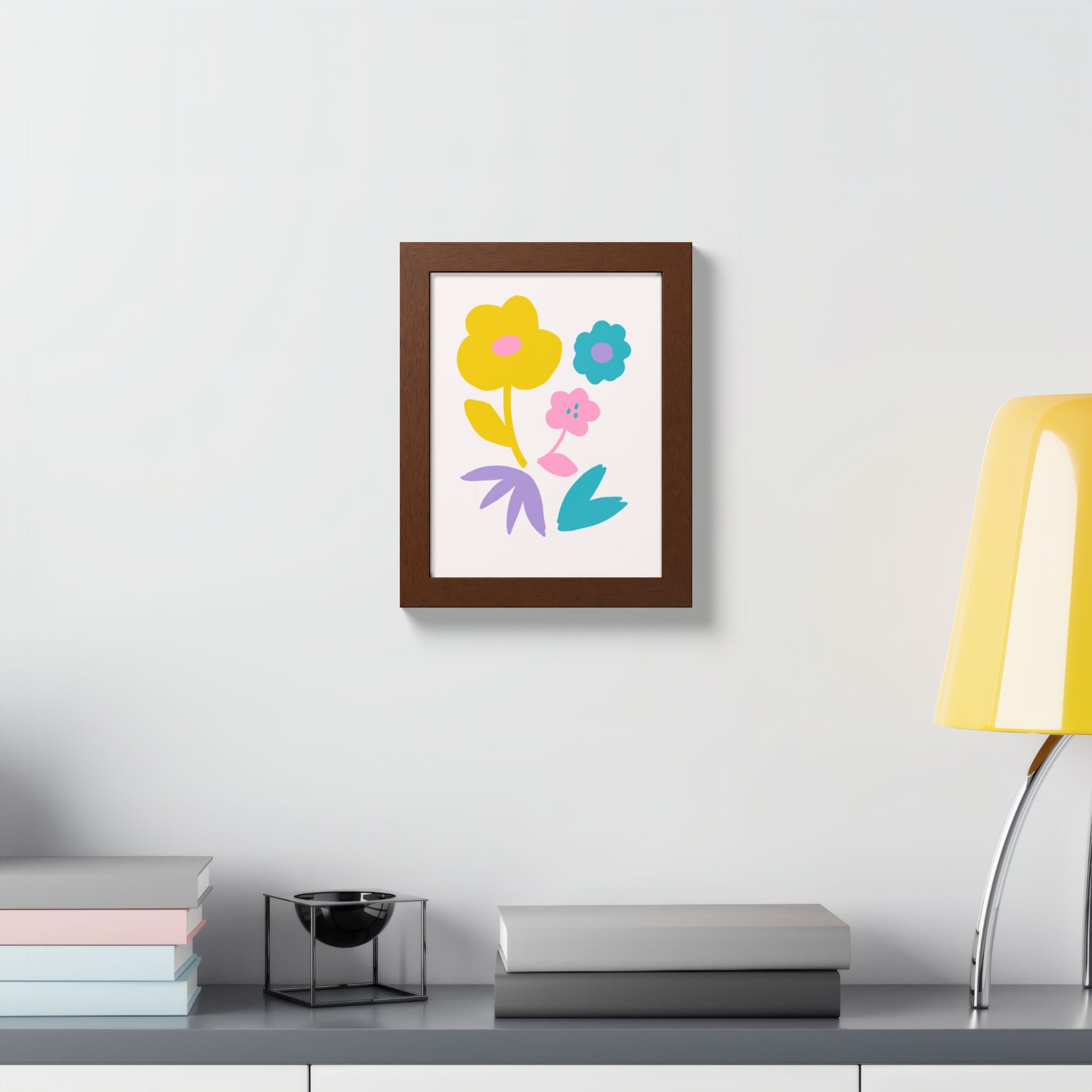 Multi-Color Floral Framed Poster