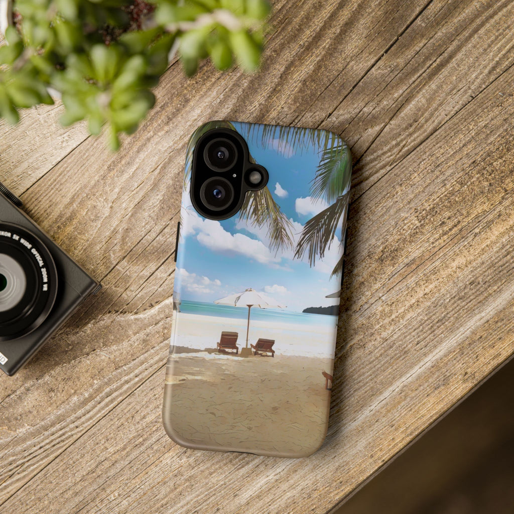Beach Paradise Tropical Palm Beach Scene Tough Phone Case
