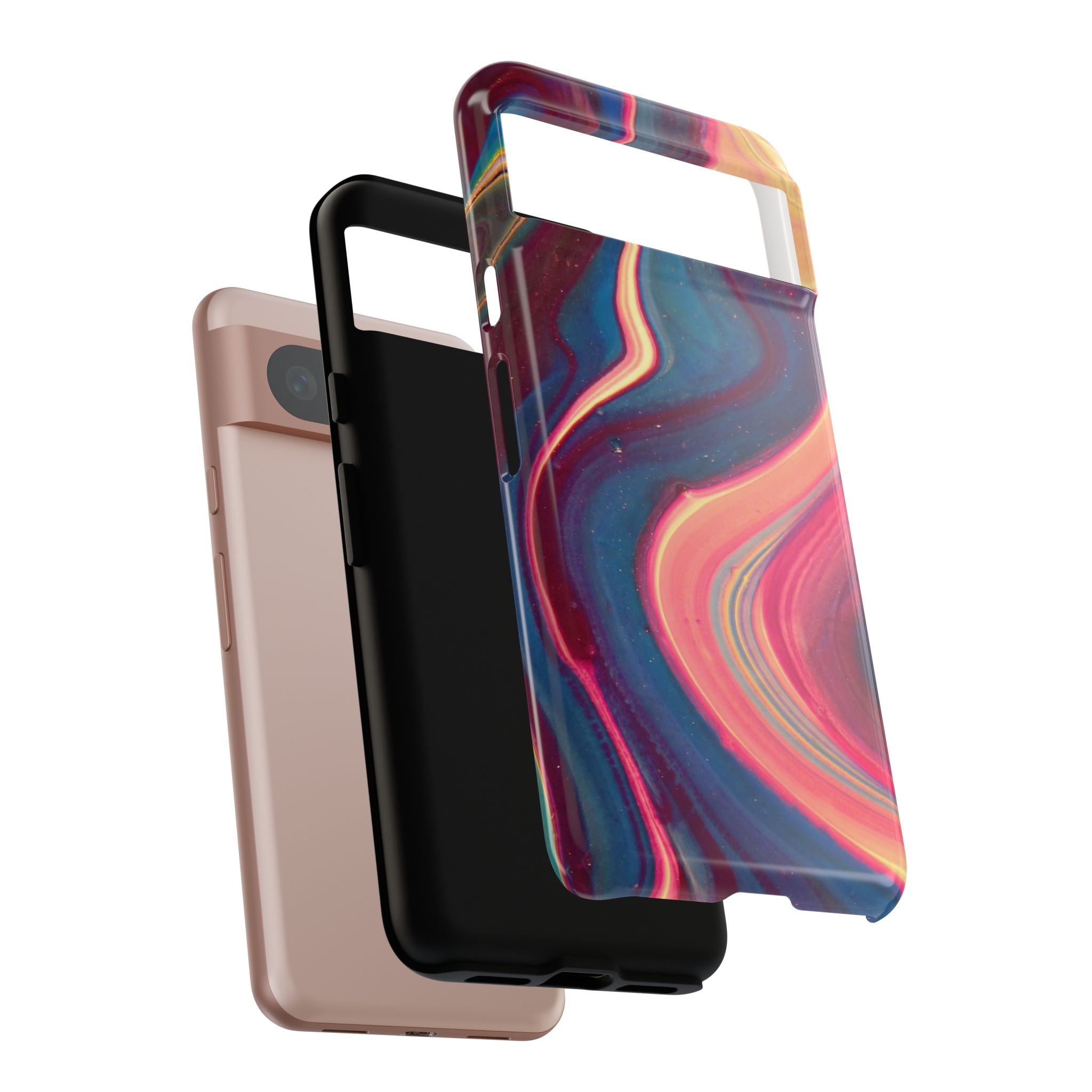Colorful Wavy Marble Swirl Protective Phone Case