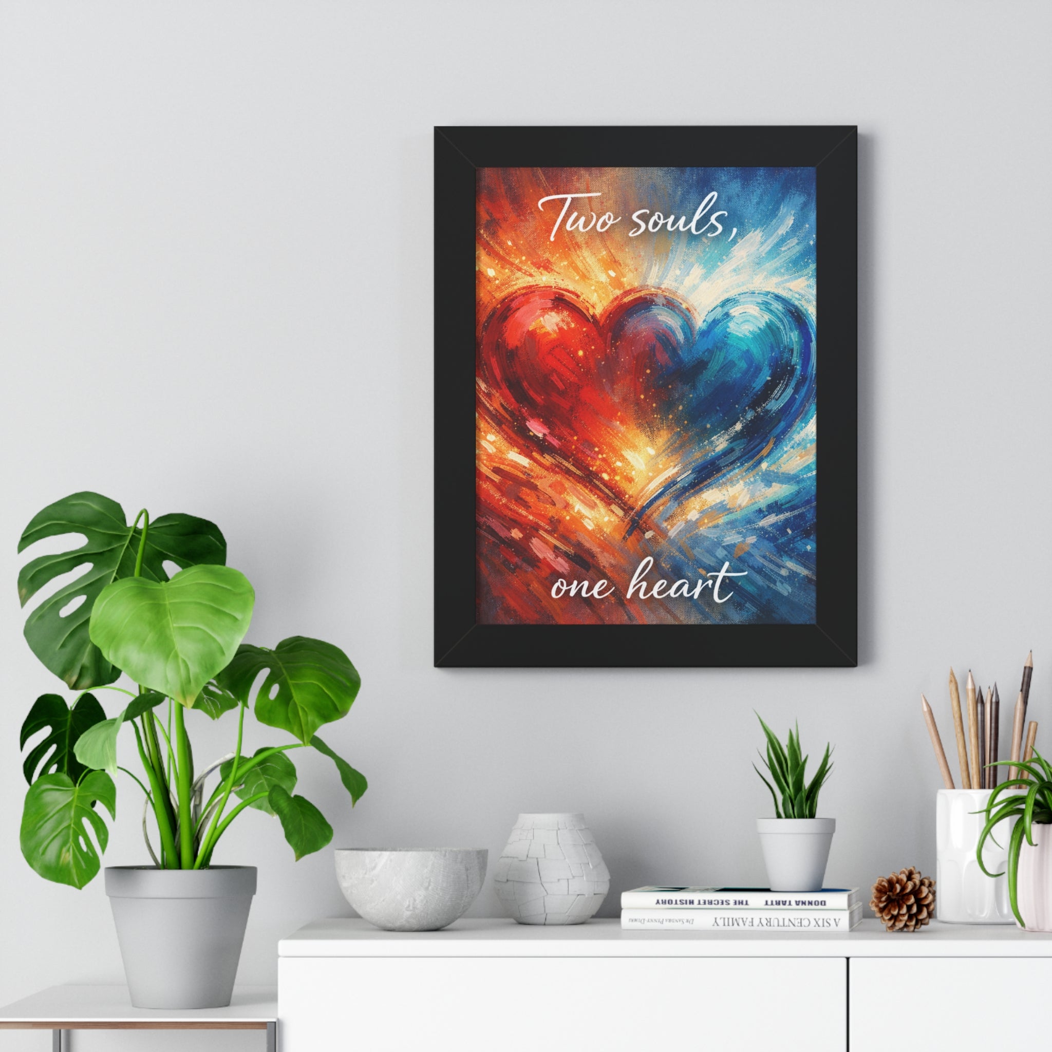 Two Souls One Heart Romantic Framed Poster