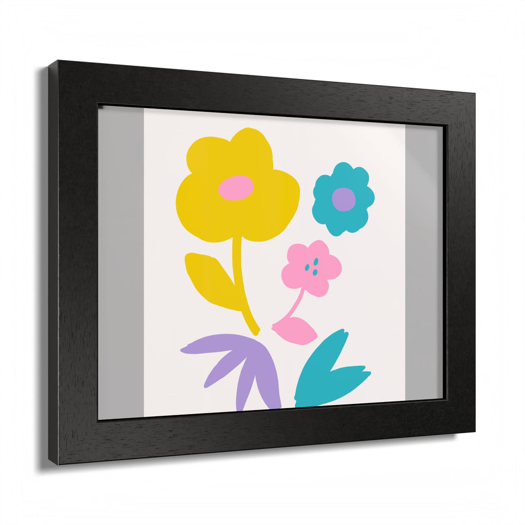 Multi-Color Floral Framed Poster