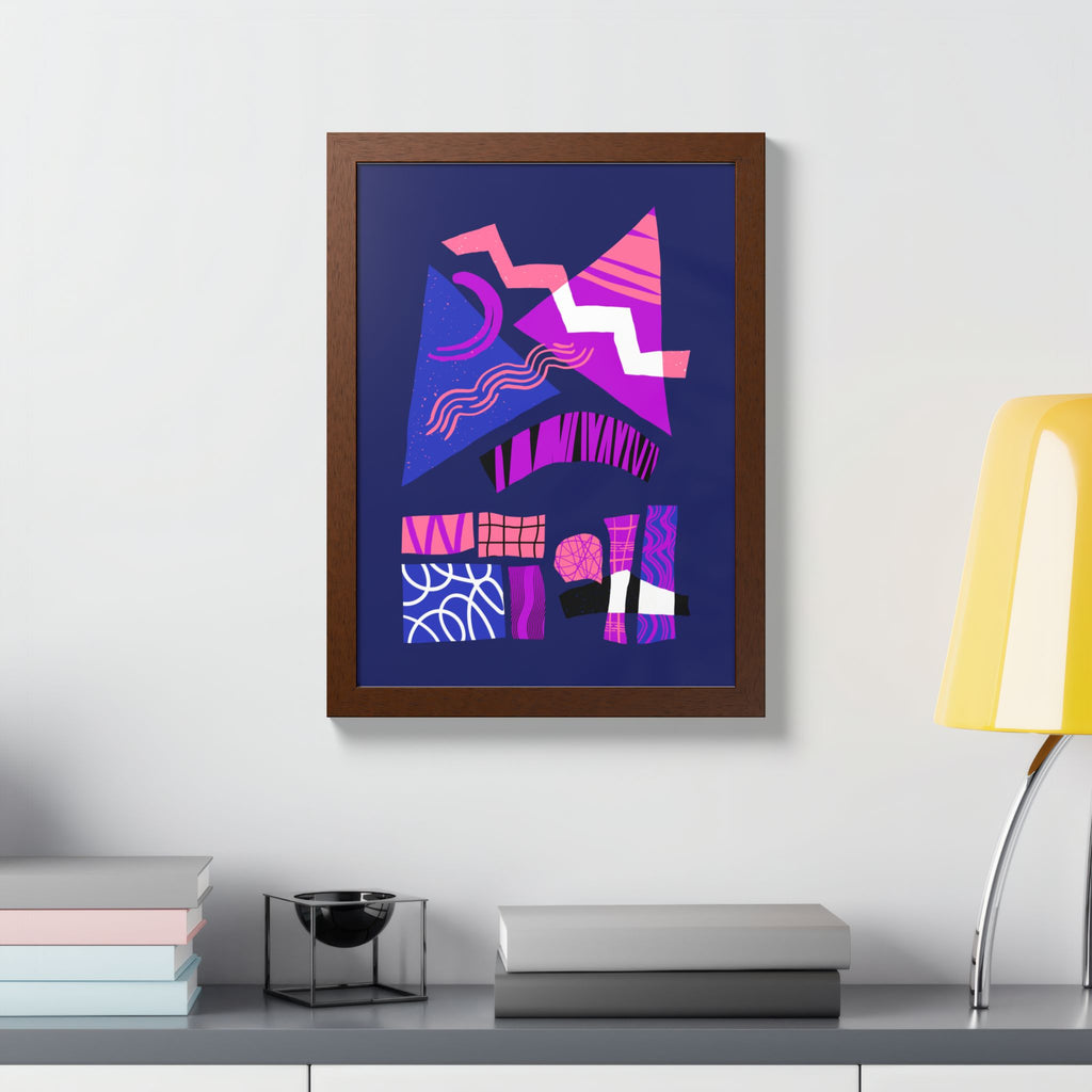 Abstract Geometric Framed Poster — Pink & Purple Modern Wall Art