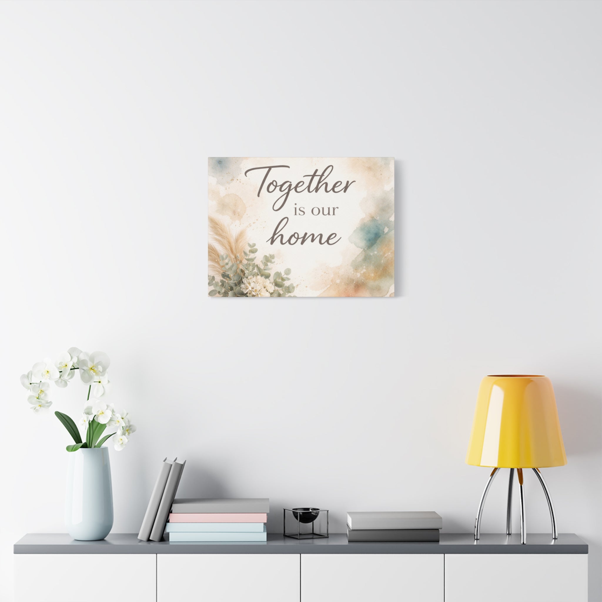 Together Is Our Home Floral Inspirational Decor Canvas Wall Art