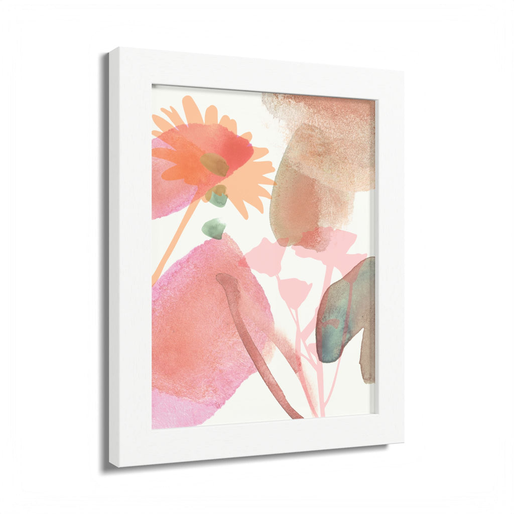 Multi-Color Abstract & Floral Design Framed Poster