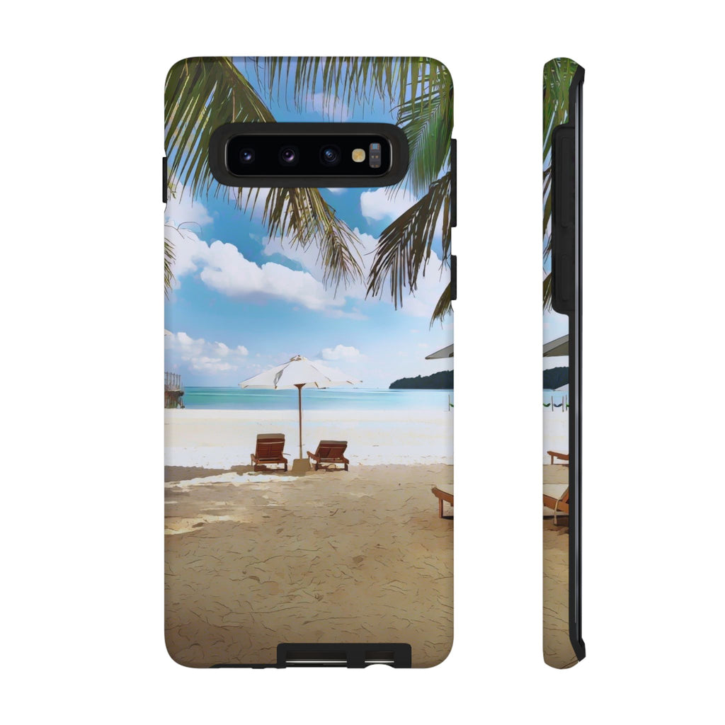 Beach Paradise Tropical Palm Beach Scene Tough Phone Case