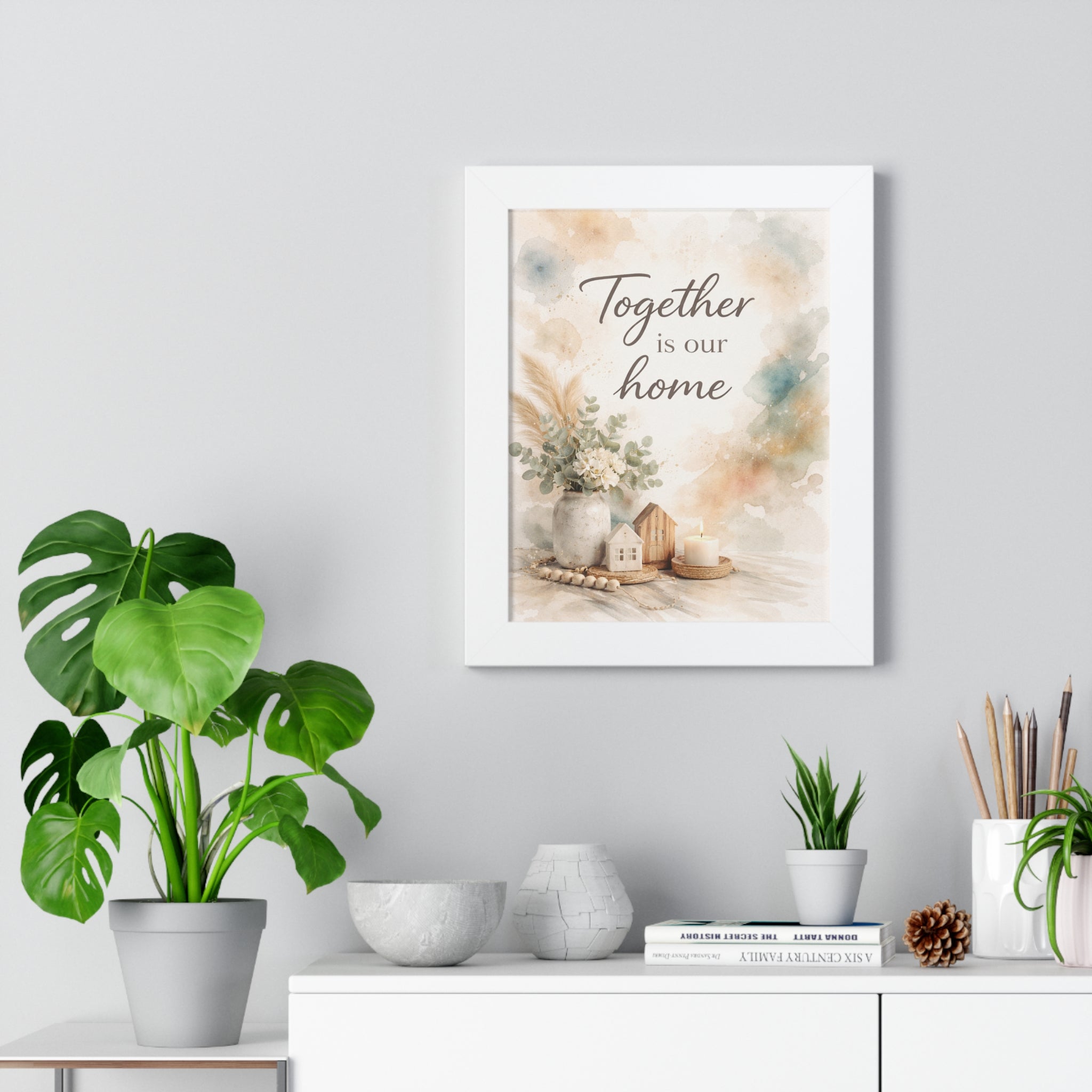 Together Is Our Home Framed Poster — Watercolor Wall Art
