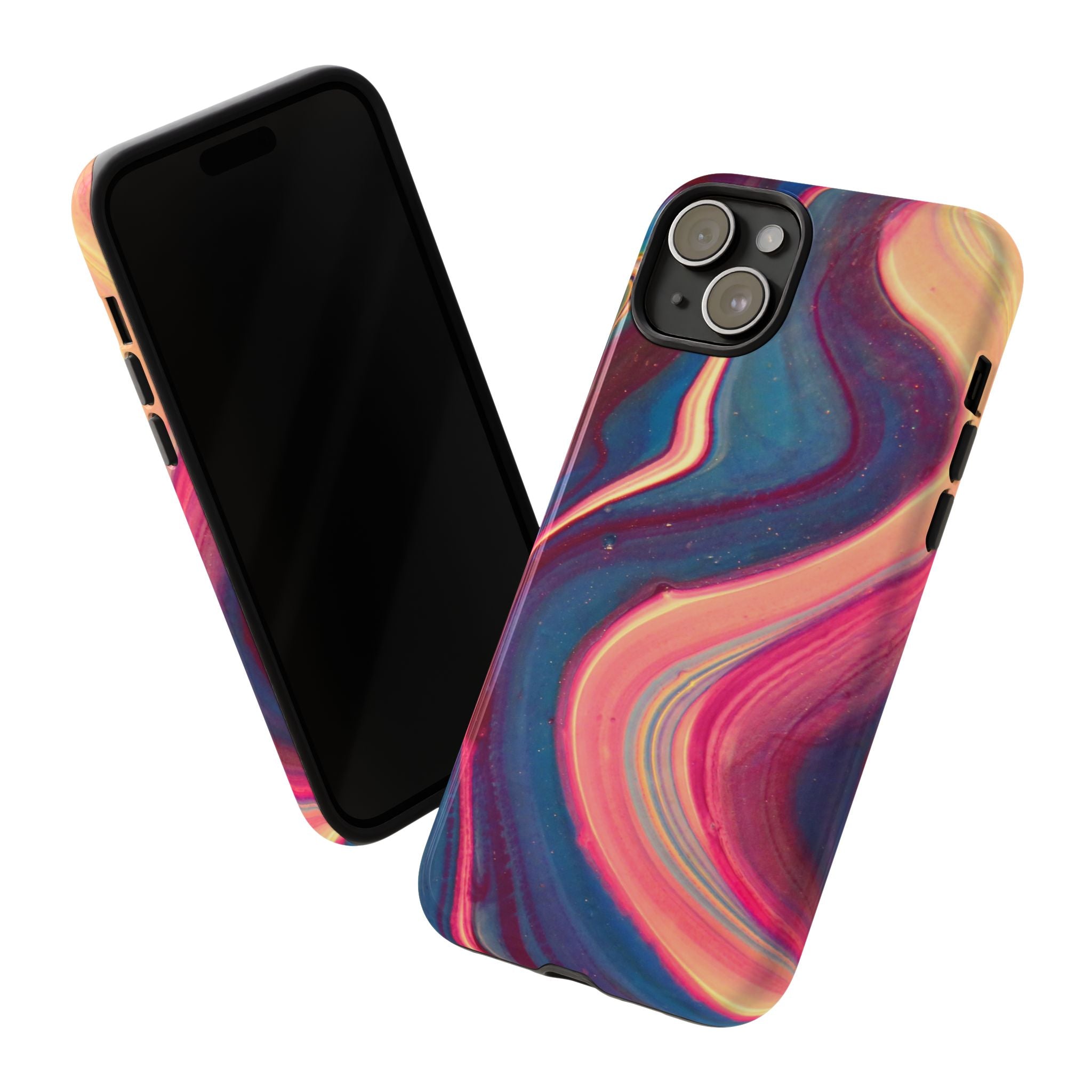 Colorful Wavy Marble Swirl Protective Phone Case