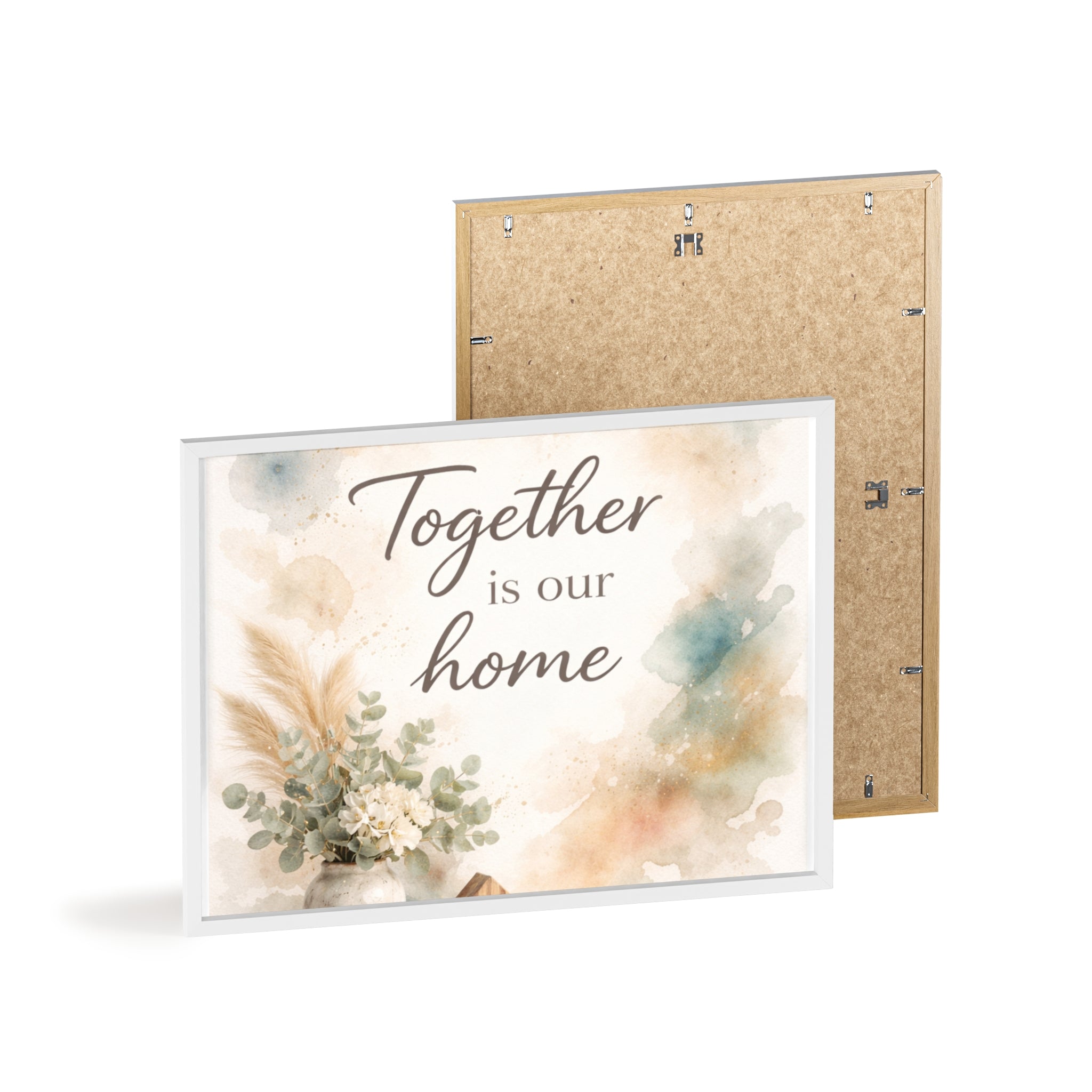 Together Is Our Home Framed Poster Cozy Watercolor Floral Wall Art
