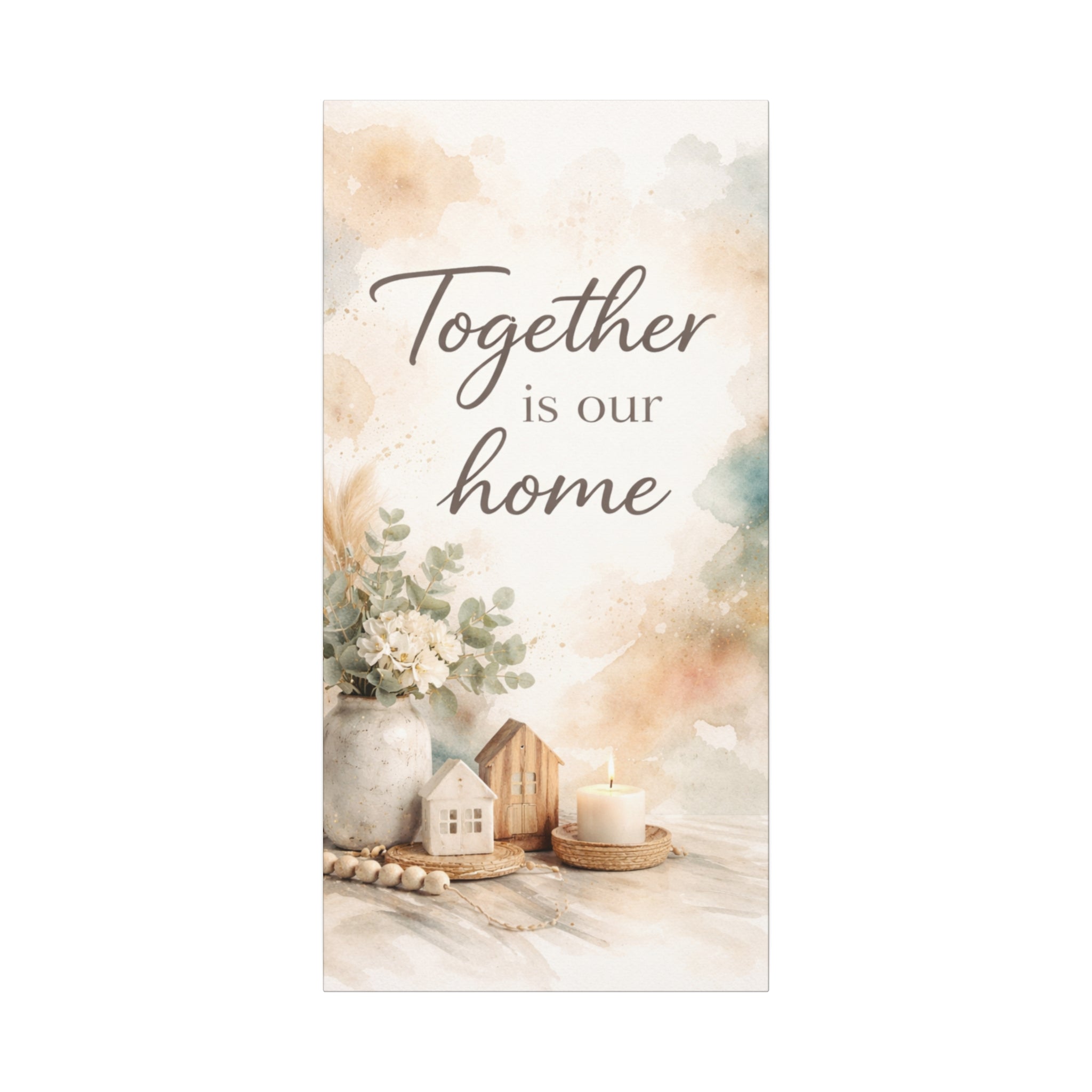 Together Is Our Home Floral Inspirational Decor Canvas Wall Art