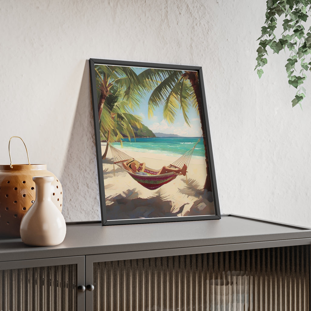 Tropical Beach Hammock Framed Poster