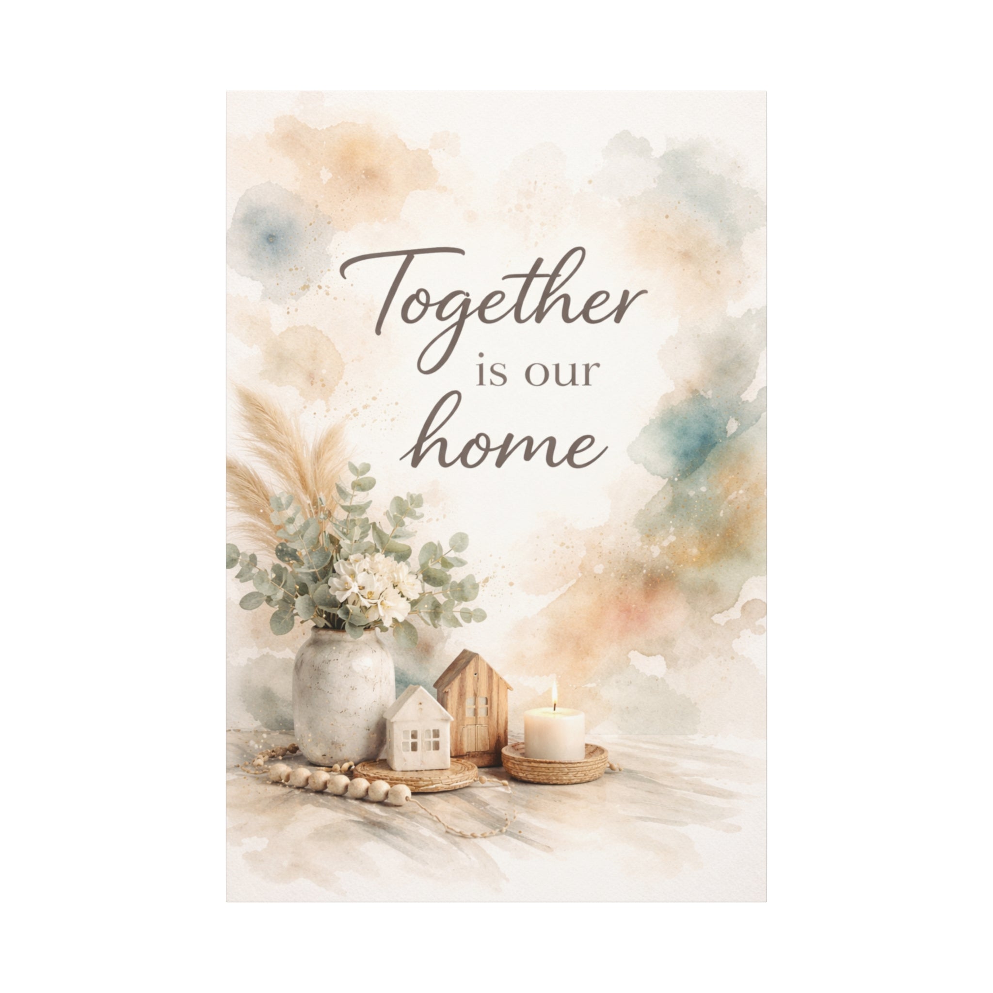 Together Is Our Home Floral Inspirational Decor Canvas Wall Art
