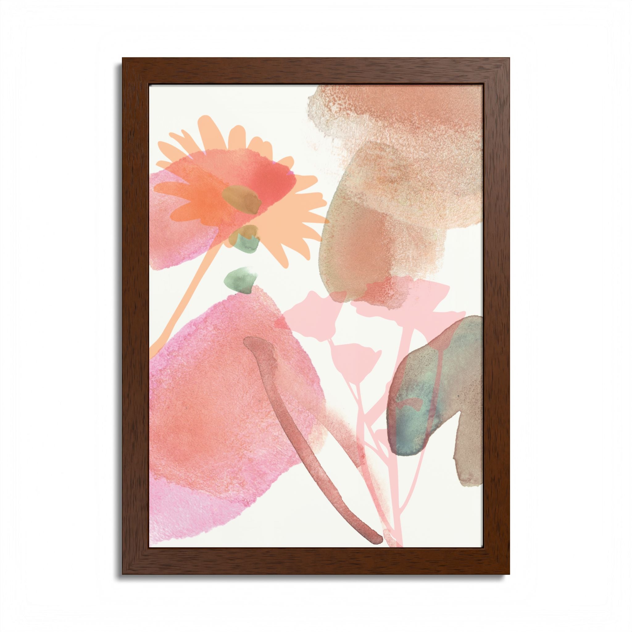 Multi-Color Abstract & Floral Design Framed Poster