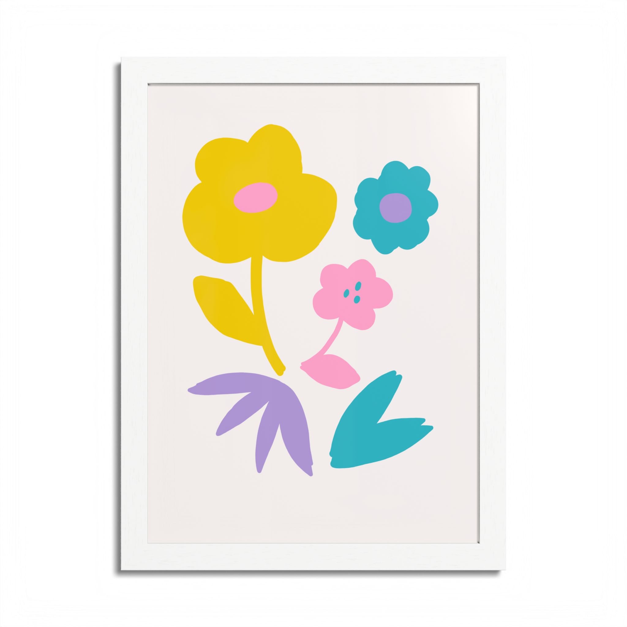 Multi-Color Floral Framed Poster