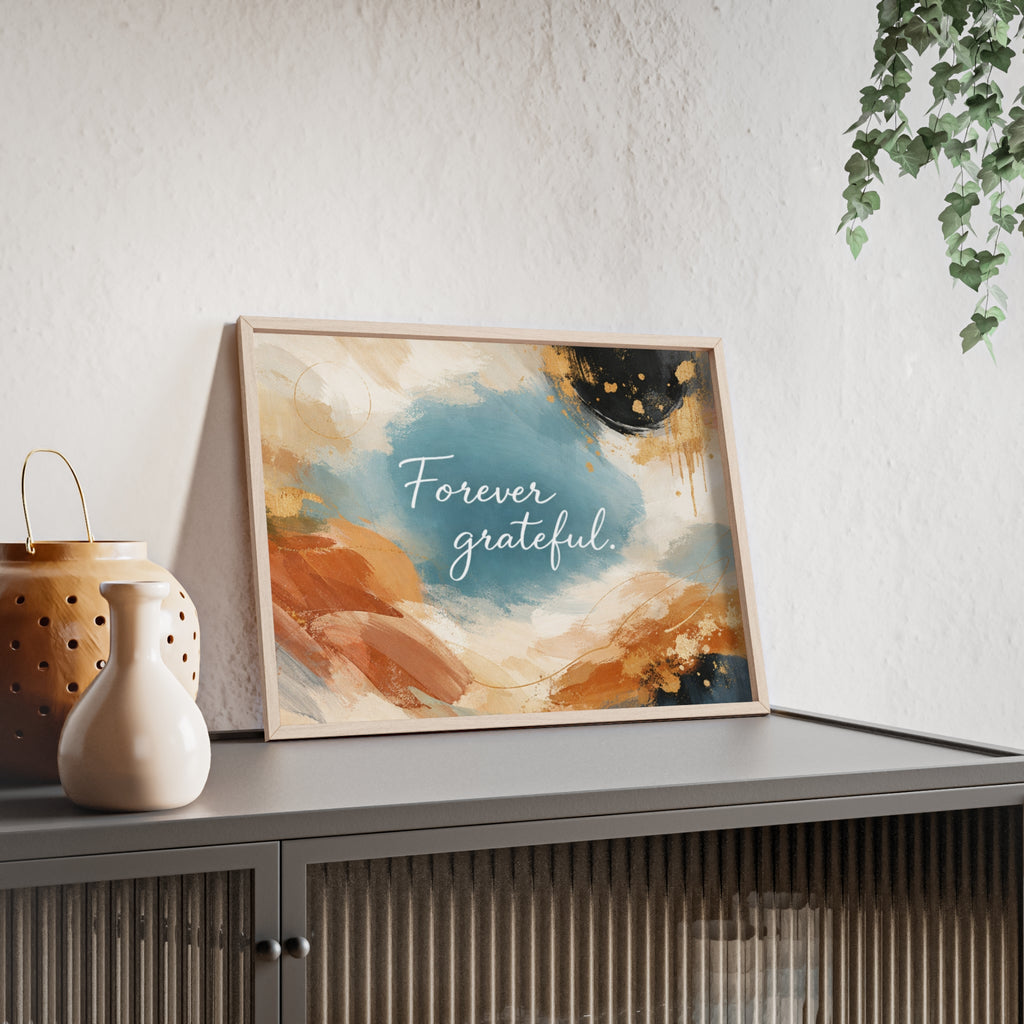 Forever Grateful Framed Poster Abstract Watercolor Wall Art